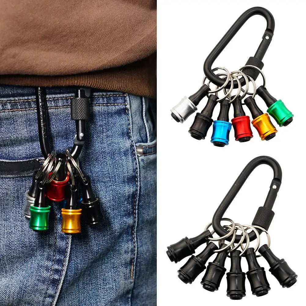 1 Set 1/4" Hexagonal Shank Screwdriver Head Holder Extension Rod Key Chain Adapter Drill Bit Quick Replacement Portable Handheld