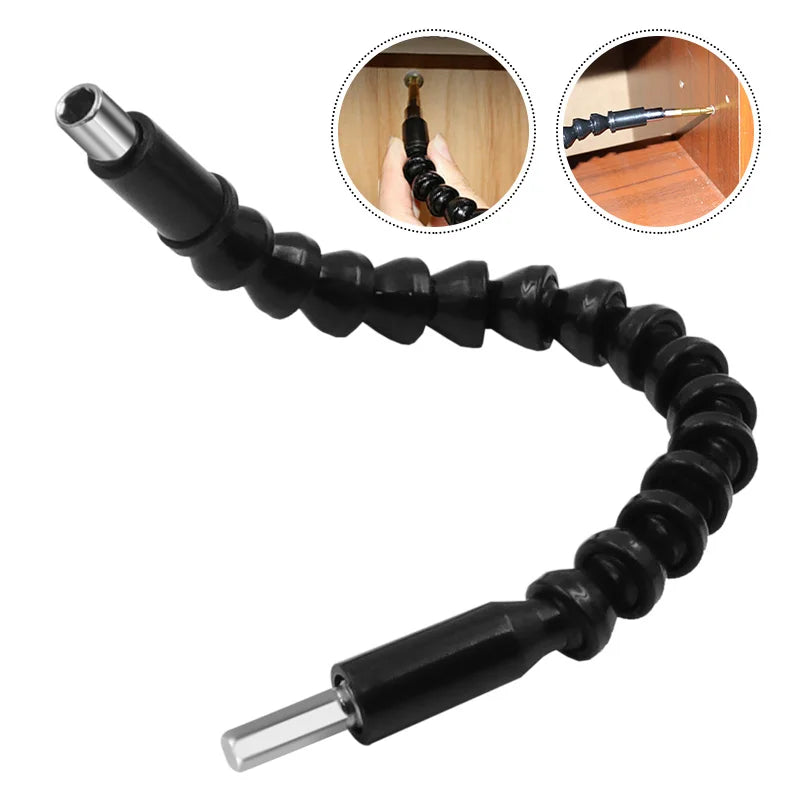 Flexible shaft extension bit holder for drills or impacts.