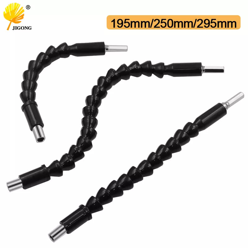 Flexible shaft extension bit holder for drills or impacts.