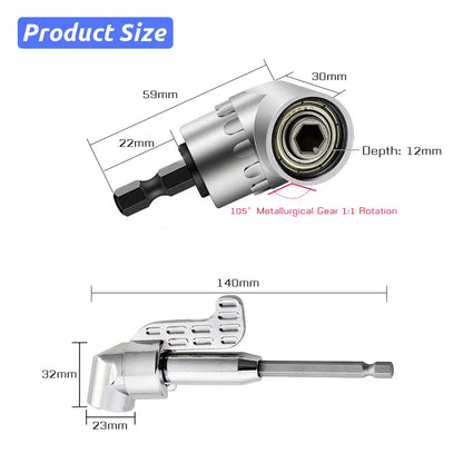 105 Degree Elbow Screwdriver Set Holder Adjustable Turning Nozzles for Screwdriver Hand Tools Magnetic Bit Socket Power Drill
